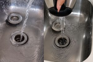 água quente na pia