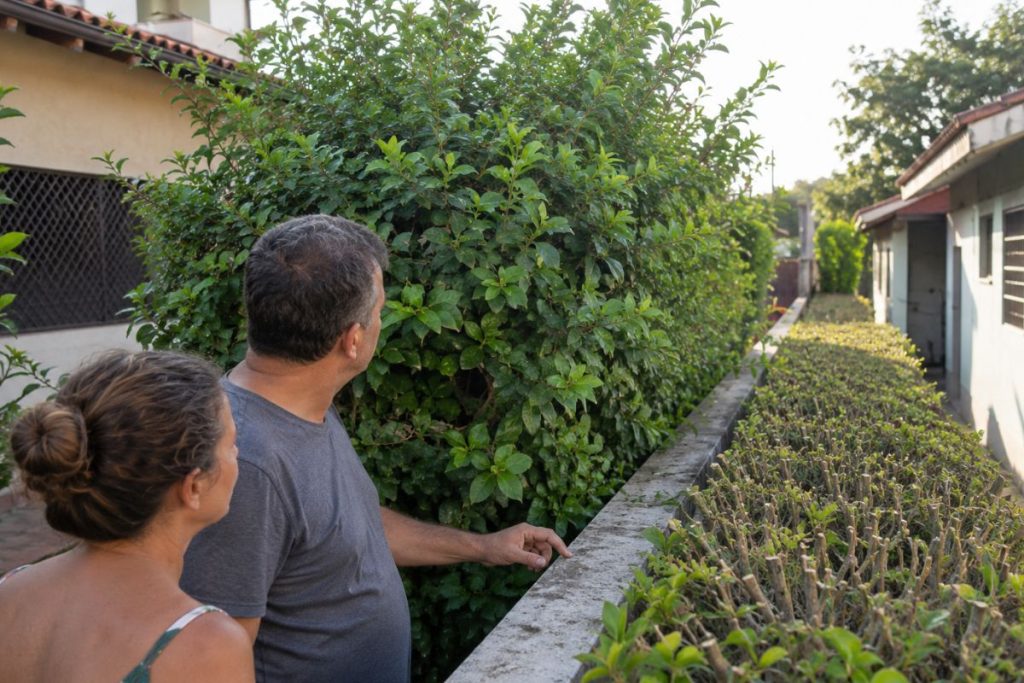 asal planta cerca-viva para ter privacidade e 8 anos depois vizinho corta parte das árvores alegando que galhos e raízes já tinham avançado para seu terreno