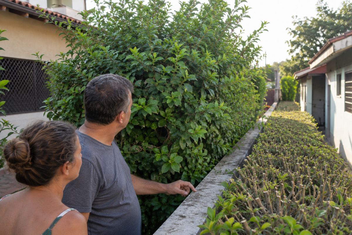 asal planta cerca-viva para ter privacidade e 8 anos depois vizinho corta parte das árvores alegando que galhos e raízes já tinham avançado para seu terreno