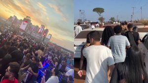 Influenciador brincou mostrando a diferença entre a festa de som automotivo e a volta para casa depois do evento.