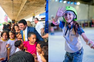 Márcio Corrêa antecipou durante o desfile de 7 de Setembro que Anápolis terá duas pistas de patinação no gelo no Natal deste ano. (Foto: Reprodução/Redes sociais/Paulo de Tarso/Prefeitura de Anápolis)