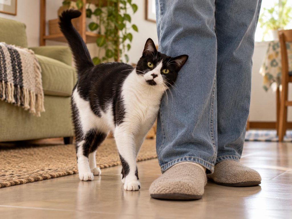 gato se esfrega nas pernas