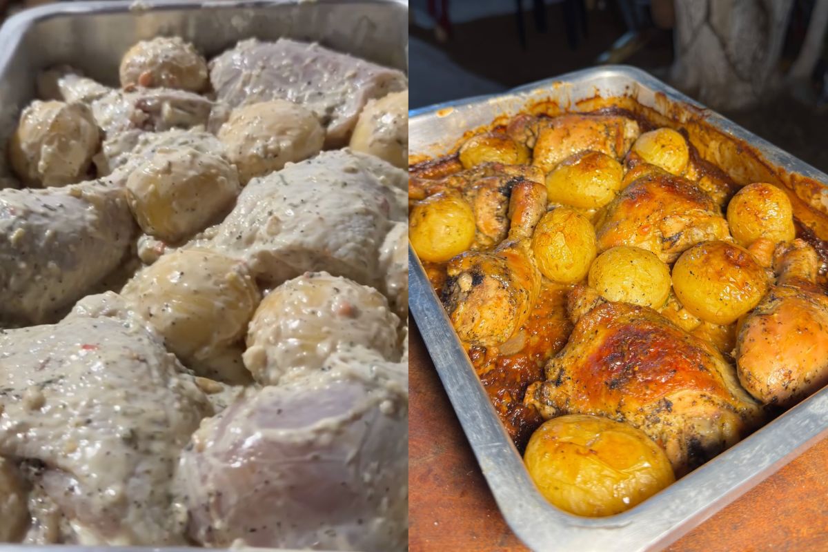 coxa e sobrecoxa assada com batata