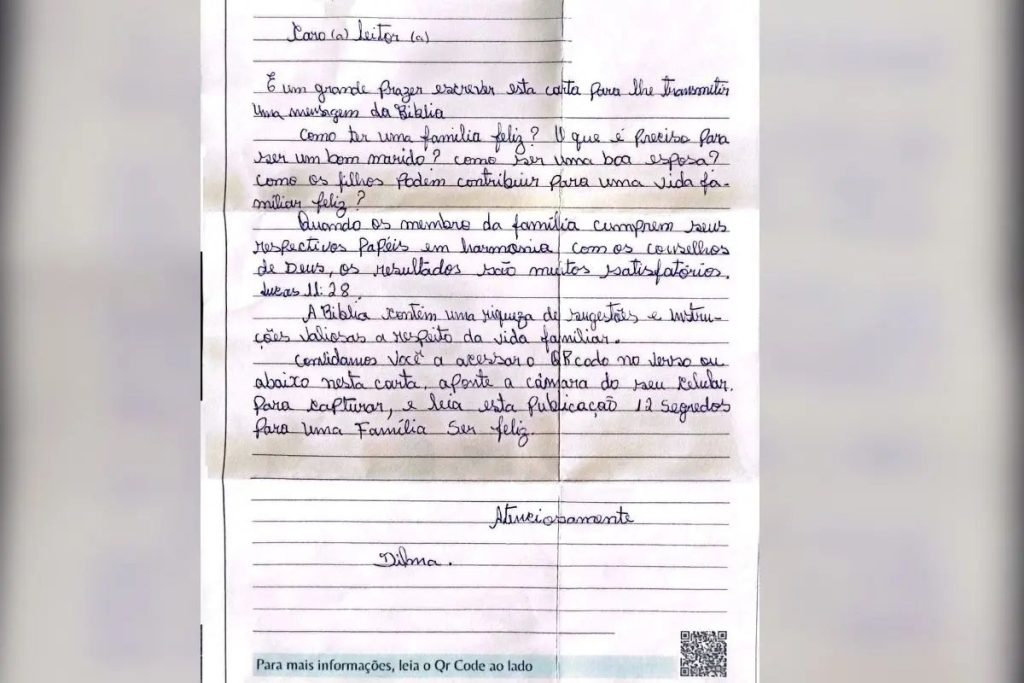 carta de Testemunhas de Jeová
