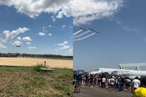 Público lotou a Base Aérea de Anápolis para acompanhar as atrações e apresentações da FAB neste domingo (13).
