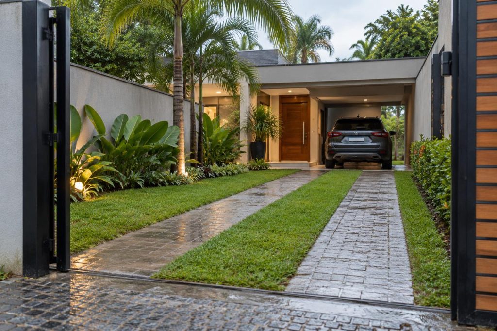 garagem com piso permeável