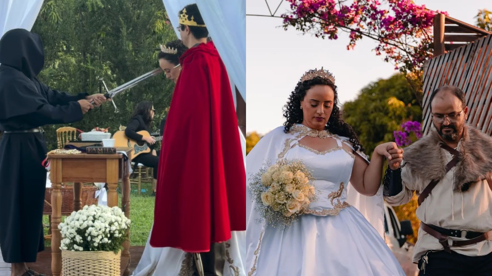 Noivos optaram por casamento com tema medieval em Anápolis. 