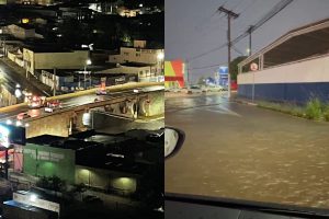 Avenida Brasil fica alagada e viaduto é interditado após temporal em Anápolis