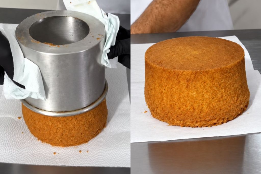 Bolo sendo desenformado
