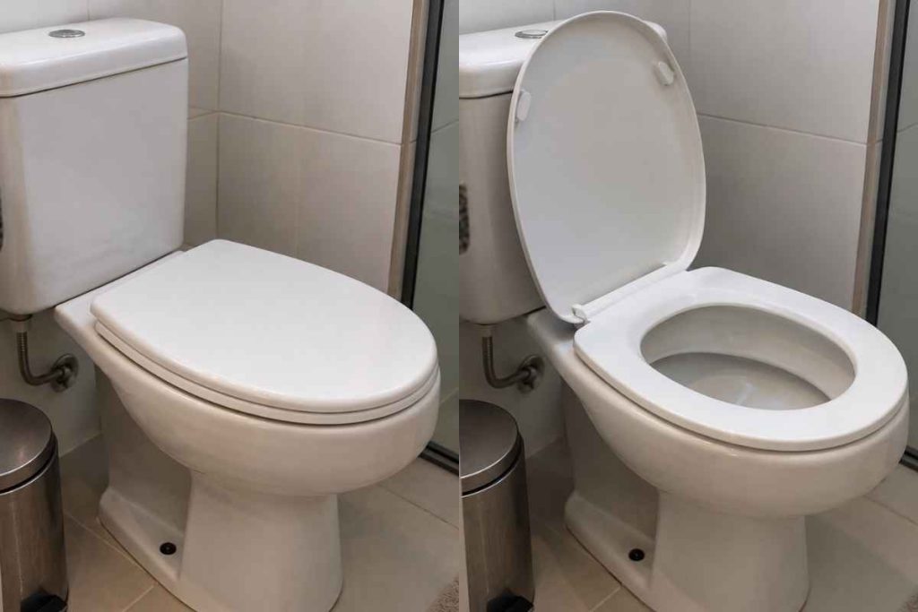 porta do vaso sanitária aberta e fechada