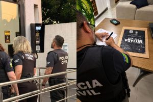 Câmera foi encontrada de forma dissimulada dentro de um mictório no banheiro masculino de academia em Goiânia. (Foto: Reprodução/Polícia Civil)