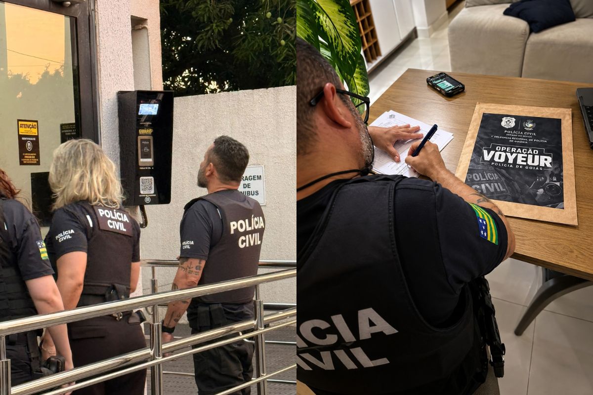 Câmera foi encontrada de forma dissimulada dentro de um mictório no banheiro masculino de academia em Goiânia. (Foto: Reprodução/Polícia Civil)