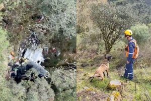 Destroços do helicóptero foram encontrados em uma área de mata na Serra Catarinense nesta terça-feira (22). (Foto: Reprodução/CBM-SC)