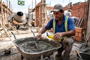 Colocar gotas de detergente na mistura de concreto