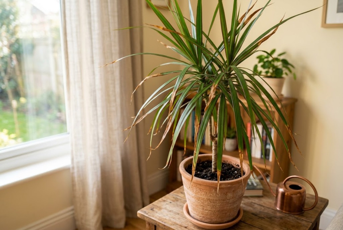 Pontas das folhas das plantas marrons