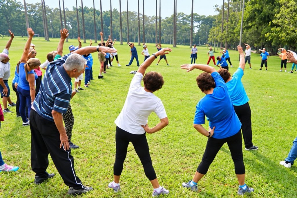 idoso fazendo exercícios