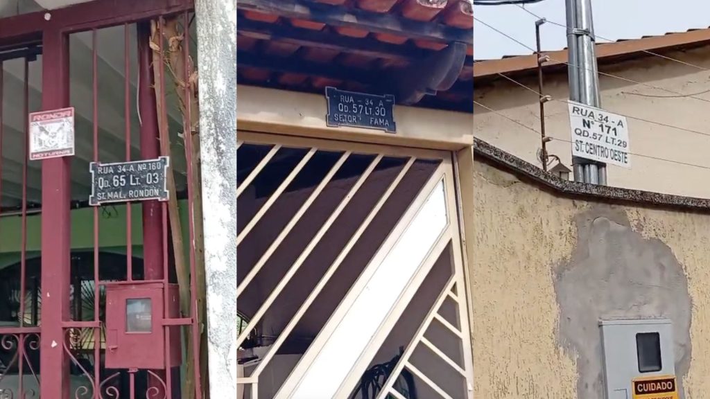 Placas próximas chamaram atenção por mostrarem informações diferentes.