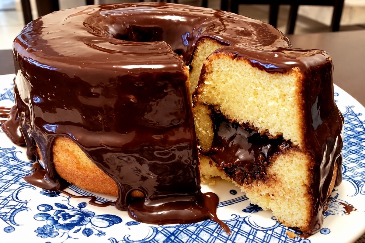 bolo de chocolate com recheio de baunilha