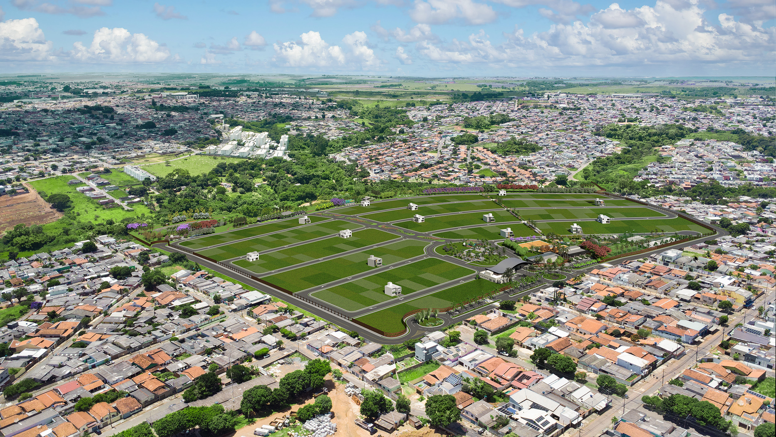 Condomínio terá mais de 45 mil m² de áreas verdes e de preservação permanente. (Imagem: Reprodução/Reserva Sunflower)