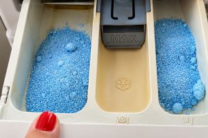 sabão em pó na máquina de lavar