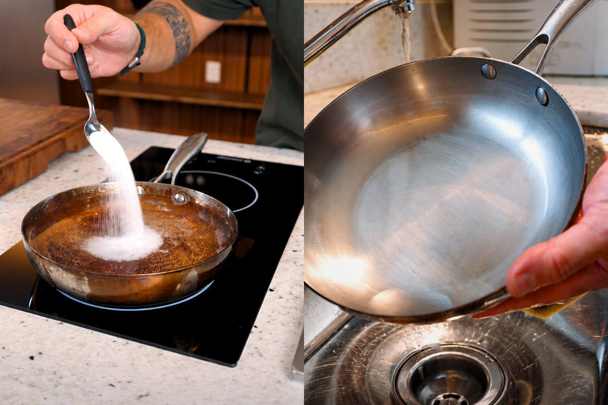 Técnica para lavar panela gordurenta