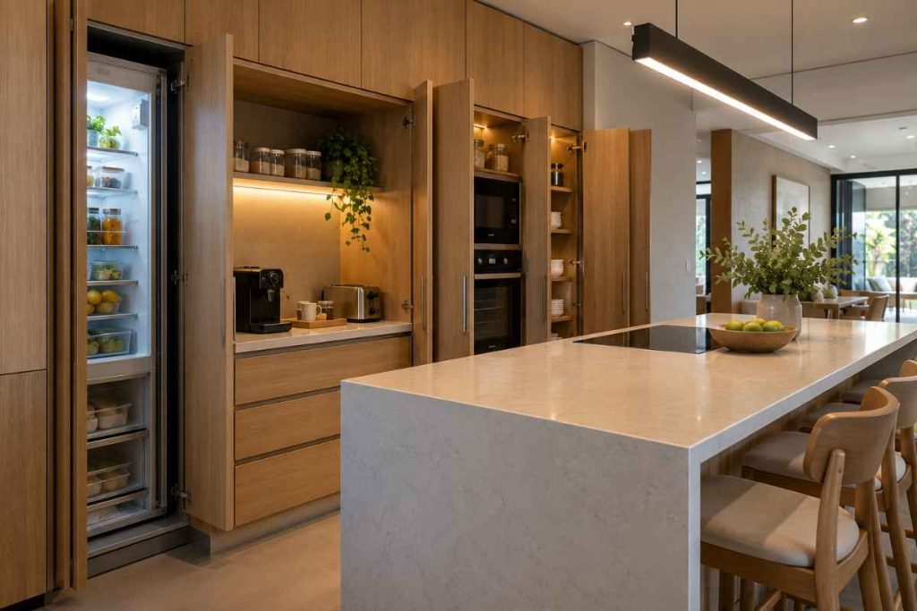 decoração da cozinha que esconde os eletrodomésticos