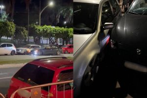 BMW se envolveu em colisão na Avenida Universitária, em Anápolis. (Foto: Reprodução)