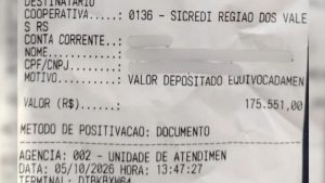 depósito errado na conta bancária