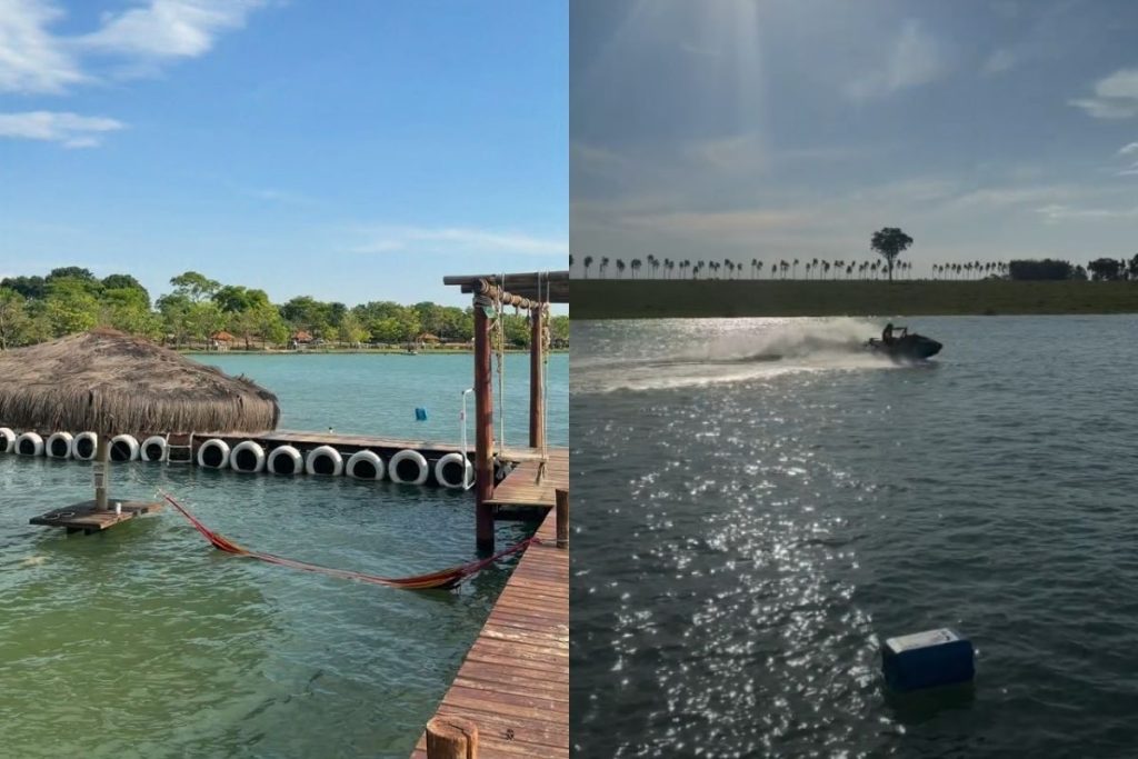 Bar molhado com lago, quiosques e jetski chama atenção de morador de Goiânia