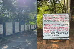 "A Igreja Católica está cheia de burros": placas polêmicas em Anápolis voltam a chamar atenção