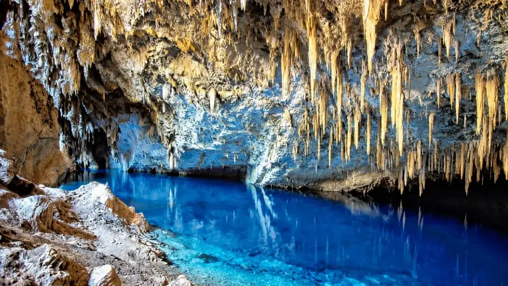 rio no meio da caverna