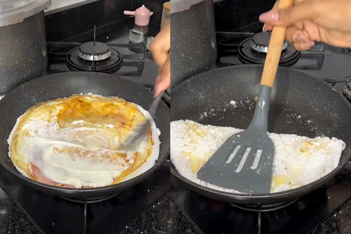 Tapioca com ovos, queijo e presunto