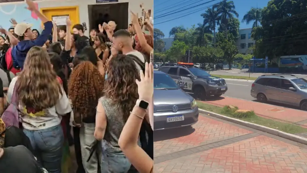 Confusão entre estudantes na PUC Goiás e presença da PM nas proximidades do campus V
