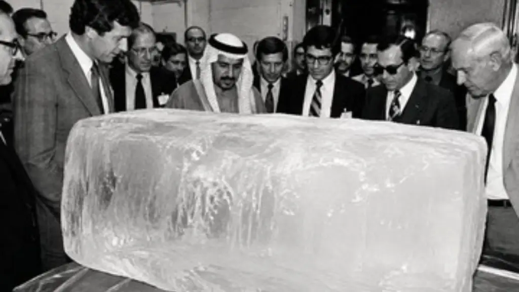 Operação financiada por príncipe saudita levou um bloco de gelo do Alasca aos Estados Unidos em 1977 para estudar o transporte de icebergs