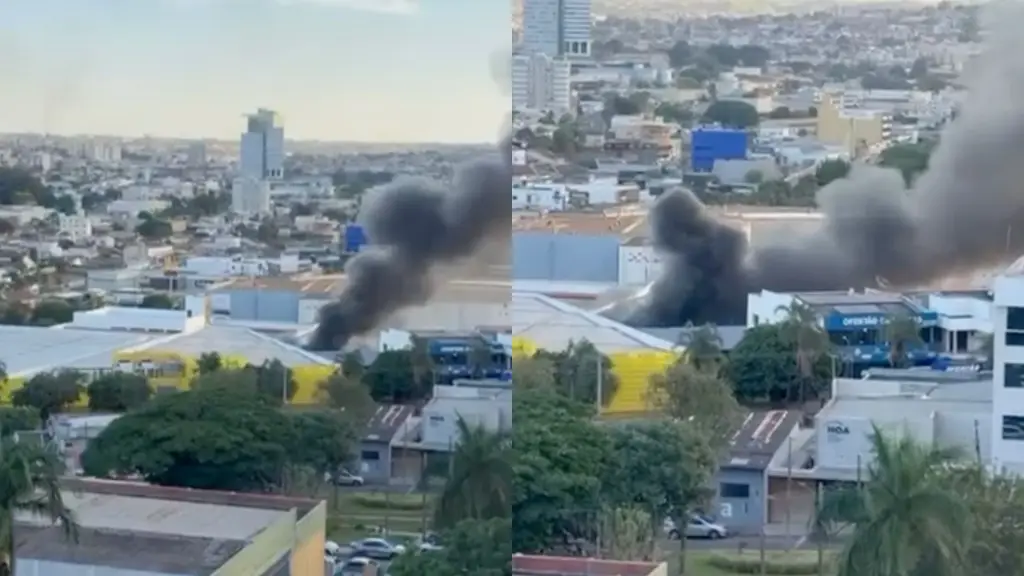Incêndio próximo a shopping e supermercado assustou moradores.