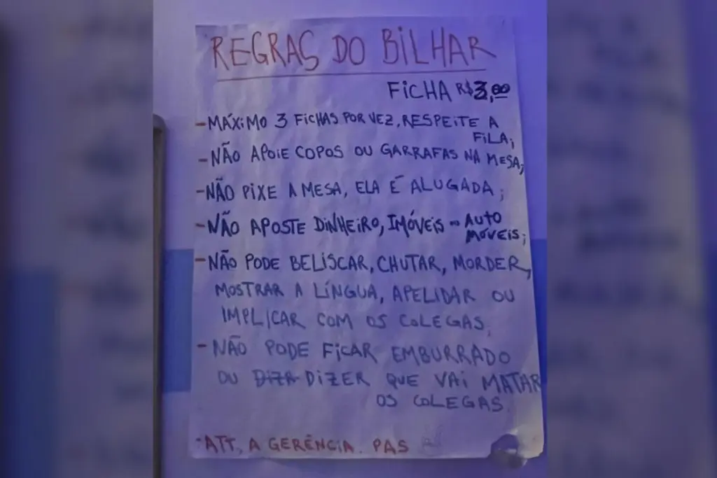 bar de são paulo com regras para jogo de sinuca