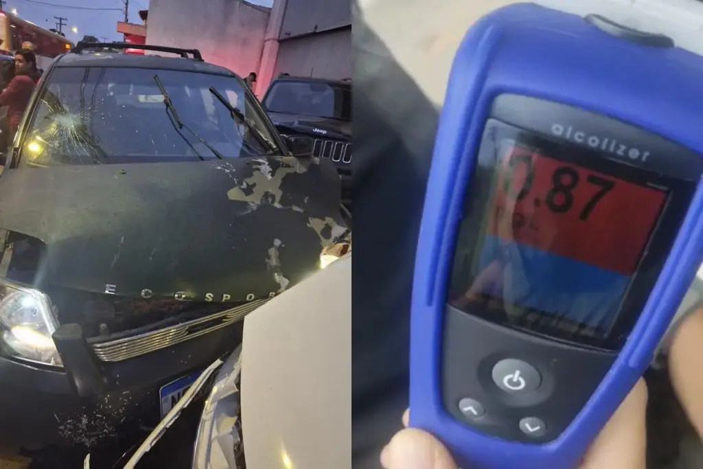 Motorista bêbado causou destruição em estacionamento de indústria farmacêutica em Anápolis