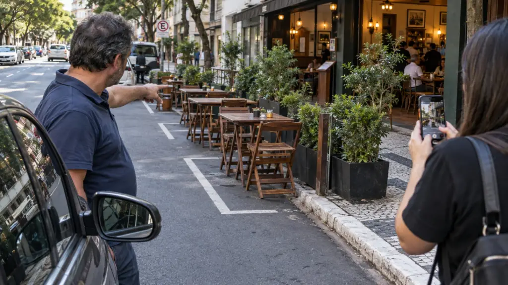 restaurante ocupa vagas de estacionamento