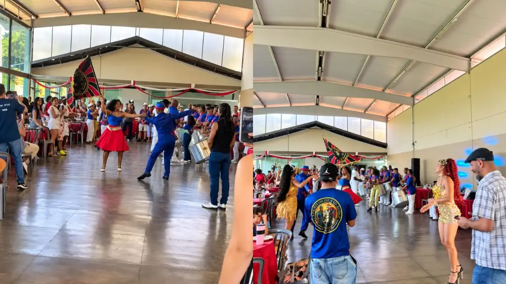 A sétima edição da Feijoada de São Jorge, em Anápolis, contou com apresentações da Escola de Samba Acadêmicos de São Jorge. (Foto: Reprodução/Instagram/@academicosdesaojorge)