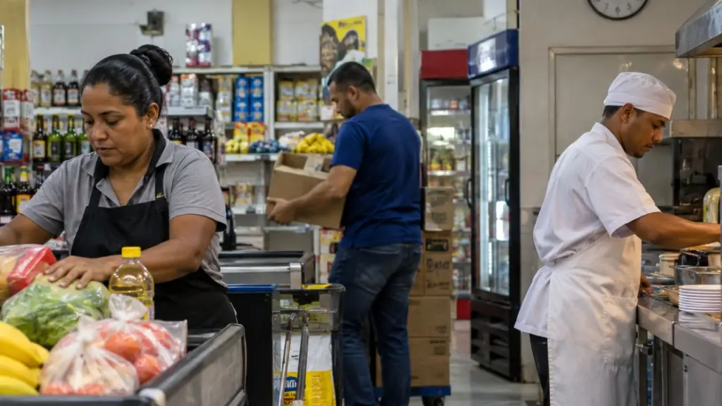trabalhadores durante expediente em setor que poderá ser afetado pelo fim da escala 6x1