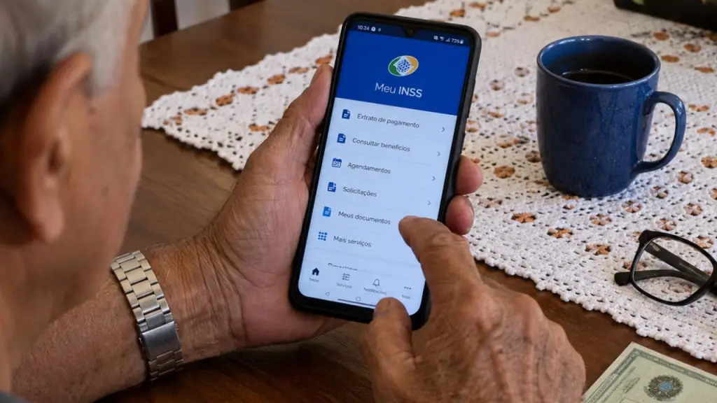 beneficiário consulta informações do INSS pelo celular sobre regras de cadastro biométrico