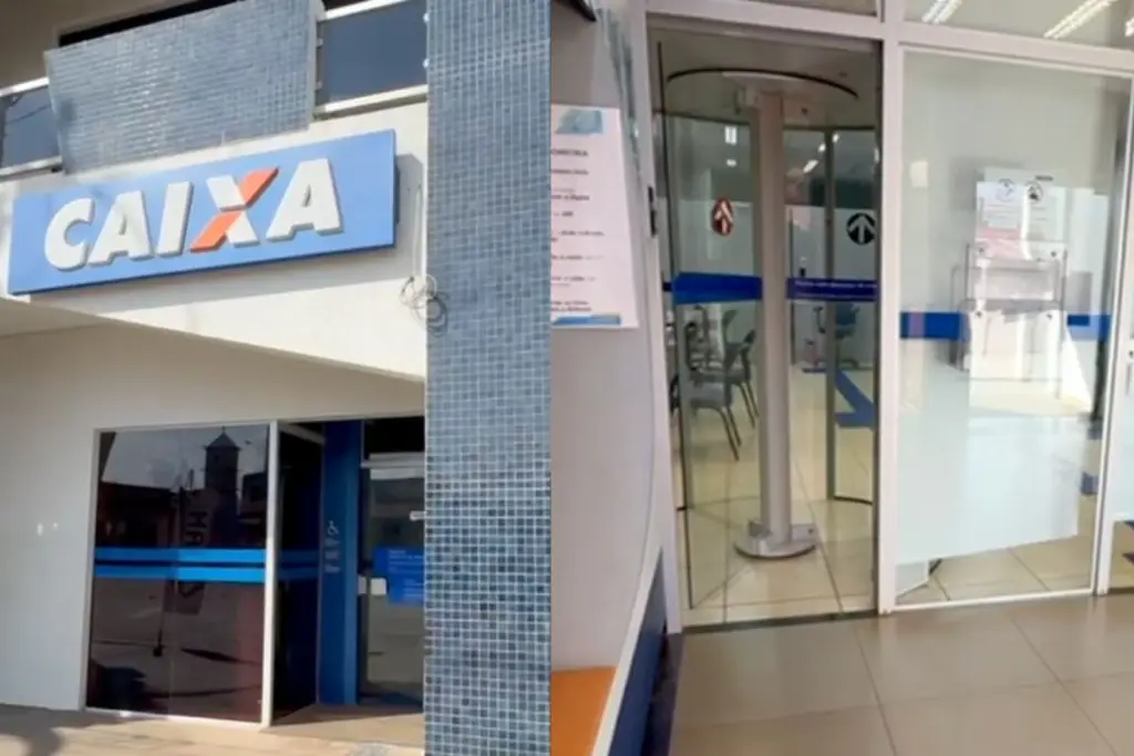 Posto de atendimento da Caixa Econômica Federal em Santa Fé de Goiás, onde funcionário é investigado por suspeita de desviar dinheiro de clientes. (Foto: Reprodução/TV Anhanguera)