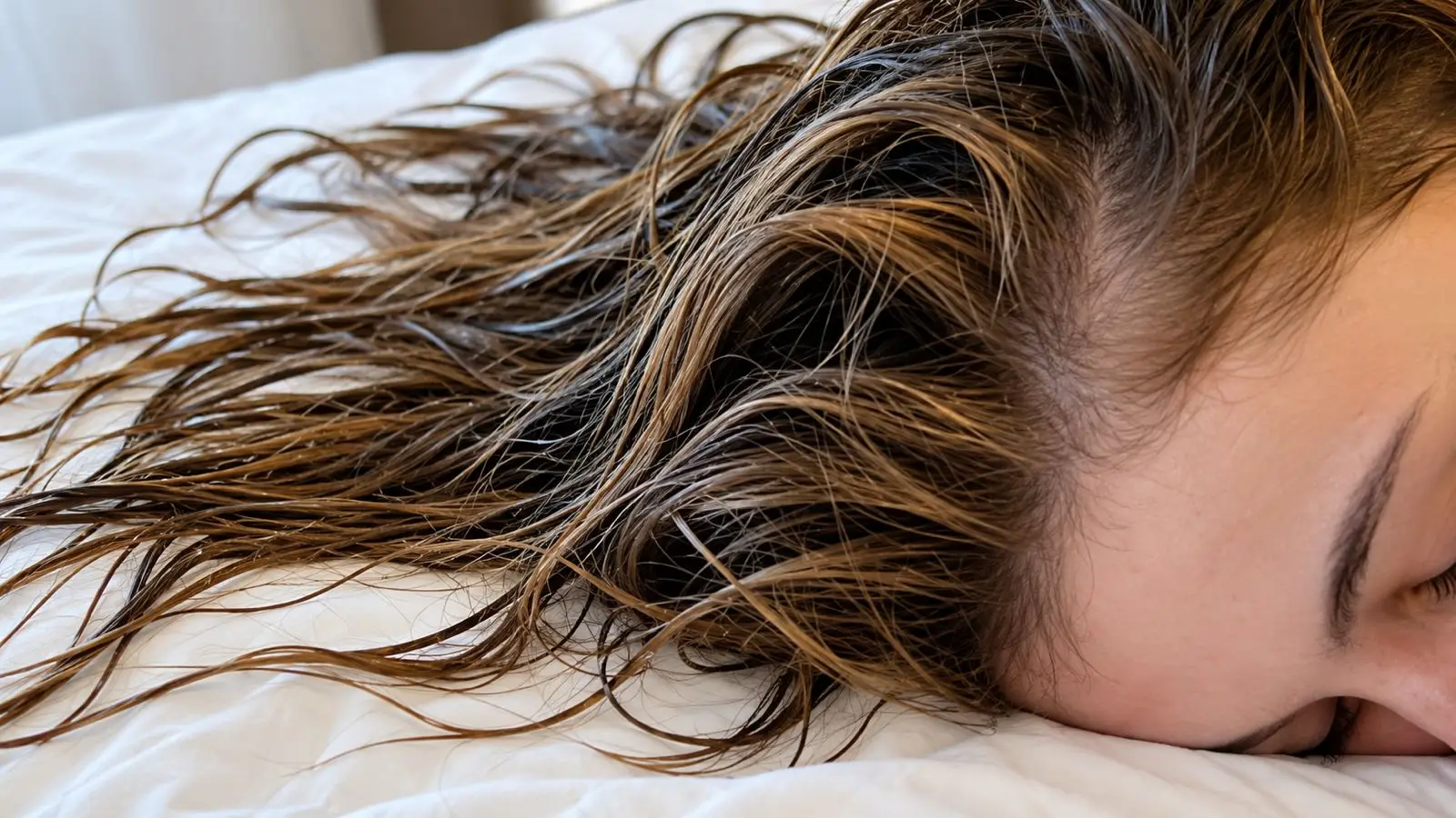 dormir com cabelo molhado