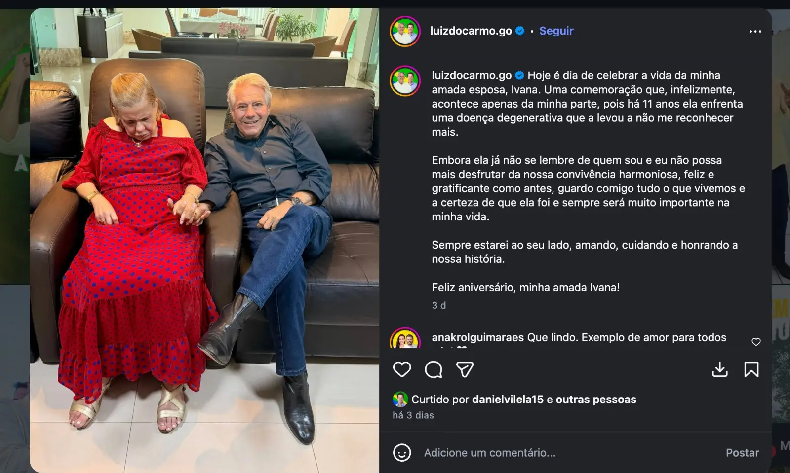 Vice-governador eleito de Goiás emociona ao falar sobre esposa que não o reconhece
