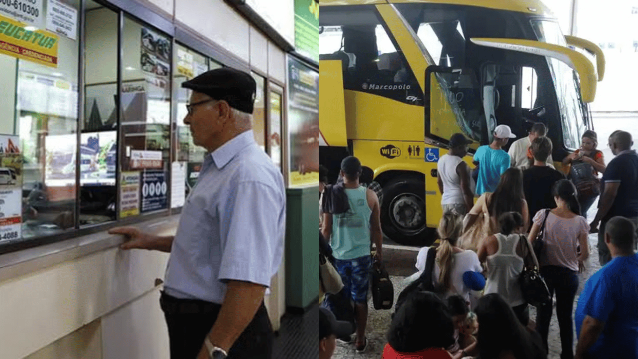 Idoso ônibus de graça