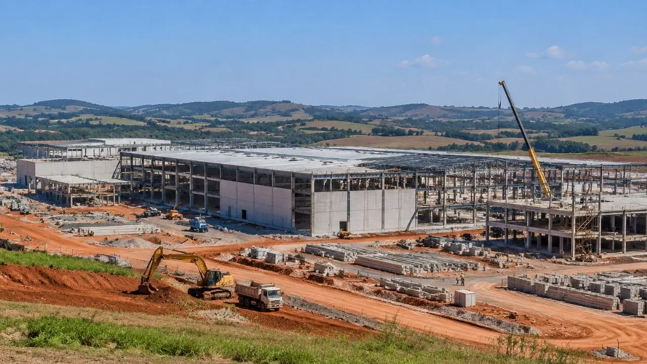 Imagem ilustrativa de complexo industrial em construção