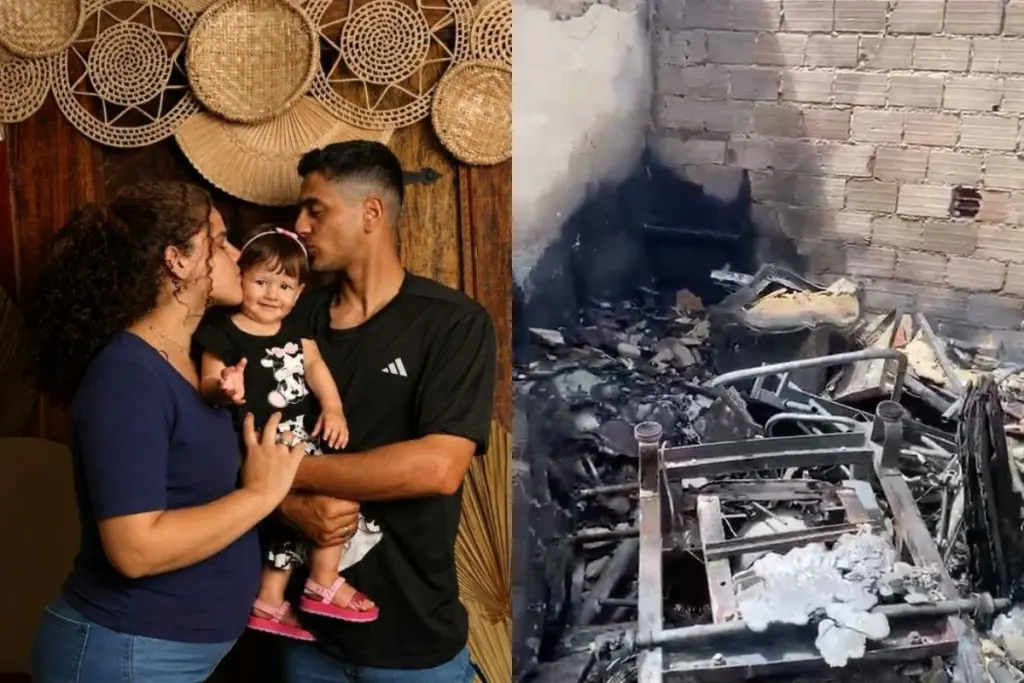 Incêndio atingiu residência onde moram Ana Luiza, o marido e a filha pequena, deixando a família com prejuízos materiais. (Foto: Reprodução/Arquivo pessoal)