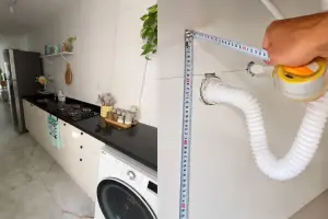 Casal precisou gastar R$ 8 mil além do orçamento após instalar a bancada da cozinha antes de adequar os pontos de água e esgoto. (Foto: Reprodução/Captura de tela/Tik Tok)