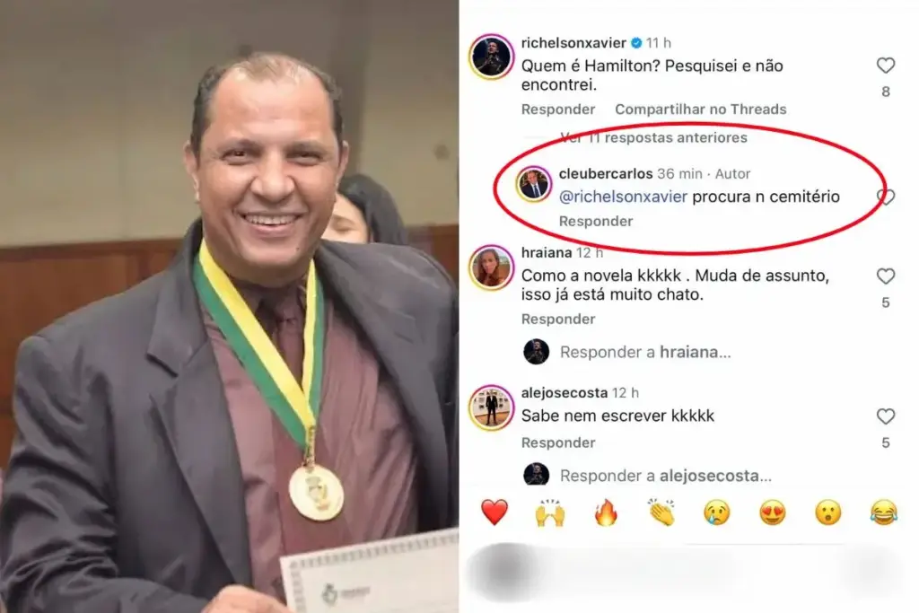 Cleuber Carlos e o comentário no Instagram mandando procurar Amilton Filho no cemitério, apagado depois